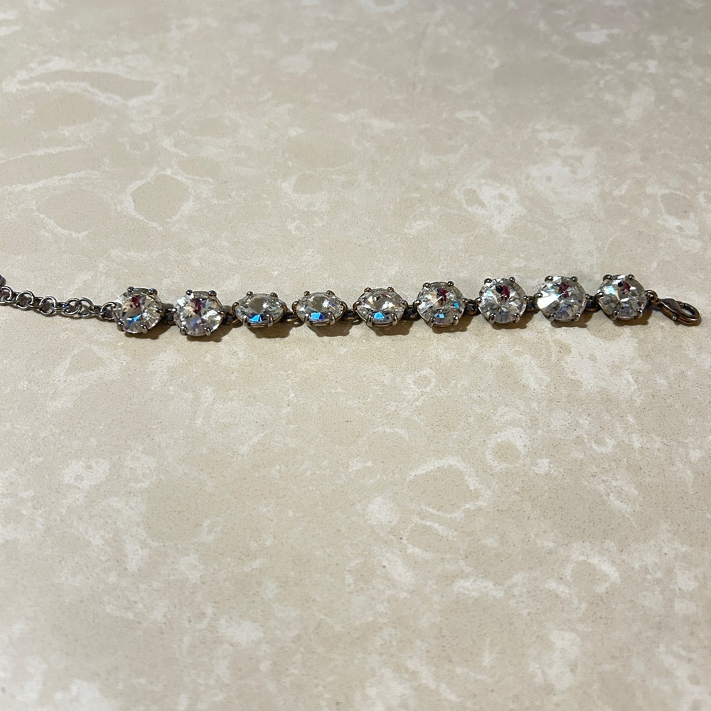 J. Crew Clear Crystal Tennis Bracelet in Silver Tone